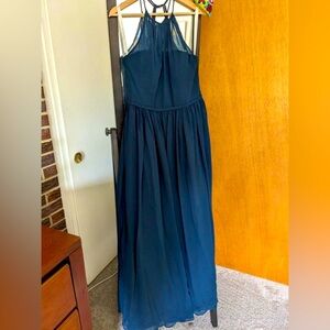 Azazie Halter Top Strappy Bridesmaid Dress in Teal (size A12)